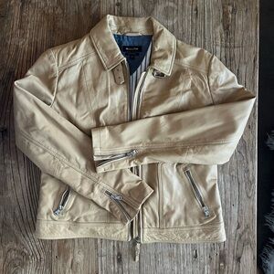 Massimo Dutti beige leather jacket